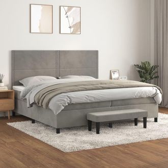 vidaXL Vidaxl - Cama Box Spring Con Colch&oacute;n Terciopelo Gris Claro 200x200 Cm