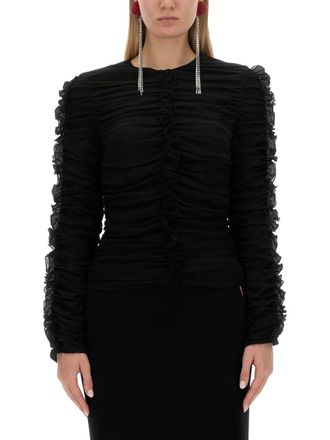Magda Butrym Black Textured Round Neck Top
