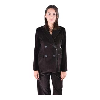 Max Mara Dubbelrijige Corduroy Blazer - Dames - Jassen - Bruin - Maat: S Corduroy