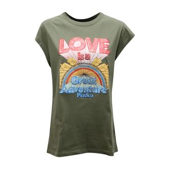 Pinko T-Shirts, female, Green, Size: L Marrakech T-Shirt