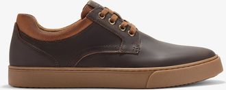 Clarks Mens Lockton Tie Tan Oily Leather Trainers - Brown - Size UK 10