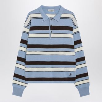 J.W.Anderson Jw Anderson Hellblau gestreiftes Poloshirt aus Baumwollmischung