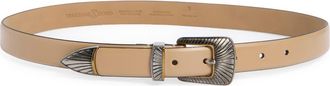 Treasure & Bond Lainey Western Buckle Leather Belt in Tan- Silver at Nordstrom, Size X-Small