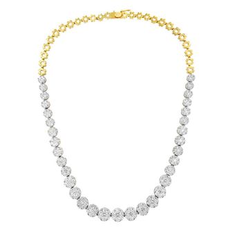 House of Brilliance IGI Certified 14K Yellow Gold 14 3/4 cttw Pave Set Round-Cut Diamond Riviera Necklace (H-I Color, I1 Clarity)