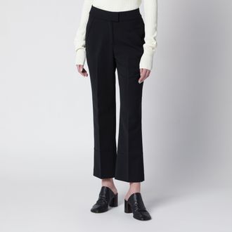 Entire studios Black wool-blend flared cropped trousers