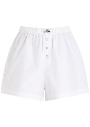Love Stories Love Stories James Cotton-poplin Shorts - White - M (UK12 / M)