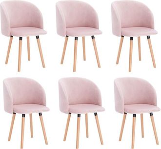 Woltu Woltu - Juego de 6 sillas de comedor y cocina, asiento de terciopelo y patas de madera maciza, color gris