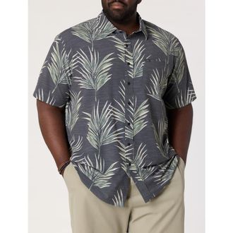 O'Neill Big & Tall Leaf Print Performance Sport Shirt in Black at Nordstrom, Size Xxx-Large