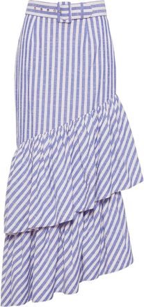 Cara Cara Gonna lunga Terra a righe con ruches - Blu
