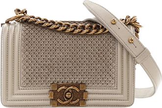 Chanel Borsa a mano Boy piccola in pelle di agnello con battente 2014-2015 - Oro