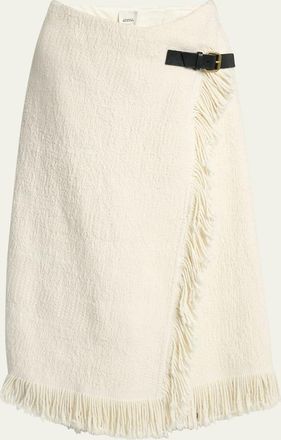 Isabel Marant Galla Woven Fringe-Trim Skirt