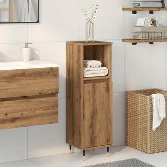 Berkfield Home Bathroom Cabinet Artisan Oak 30x30x100 cm Engineered Wood in Brown | Size: 30 x 30 x 100 cm