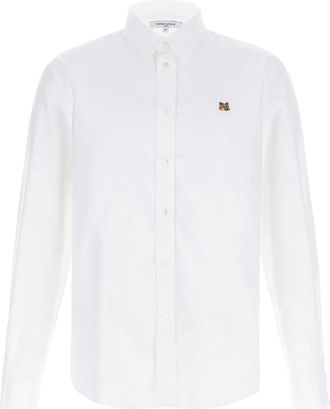 Maison Kitsuné Overhemden, Heren, Wit, L, Katoen, Oxford Katoenen Overhemd