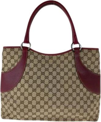 Gucci Pre-owned Handbags, female, Beige, Size: ONE SIZE Pre-owned GG Canvas Tote Bag 113061