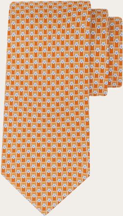 Ferragamo Men Tournament print silk tie Orange