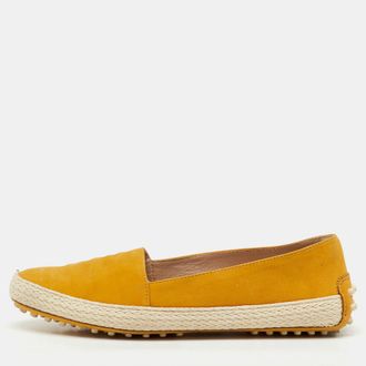 Tod's Tods Mustard Yellow Nubuck Leather Skate Espadrille Flats