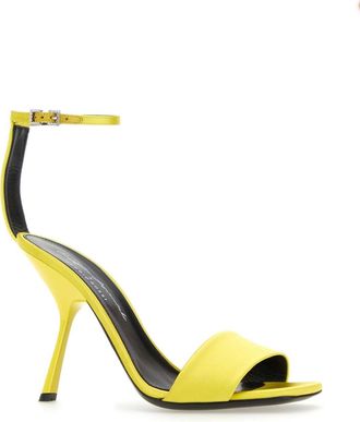 Sergio Rossi Womens Yellow Satin Sandals Sandali