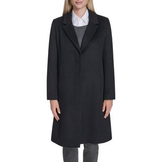 Cole Haan Slick Wool Blend Coat in Black at Nordstrom, Size 12