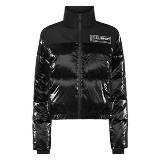 Plein Sport Jassen, Dames, Zwart, L, Nylon, Nylon Bomber
