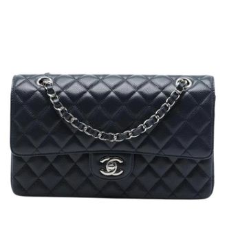 Chanel Pre-owned Classic Flap Bag - Dames - Pre-owned - Blauw - Maat: ONE Size Leer