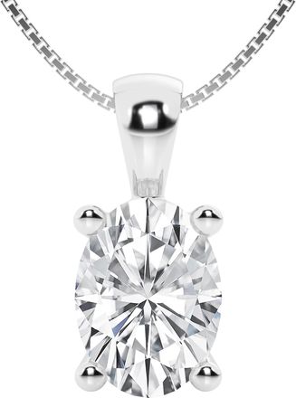 Grown Brilliance 1 1/2 Carat Oval Lab Grown Diamond Solitaire Pendant in 14K White Gold, IGI Certified, Prong Set, E-F Color, VS Clarity