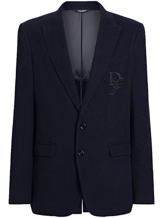 Dolce & Gabbana logo-appliqué blazer - men - Cotton/Viscose - 60 - Blue