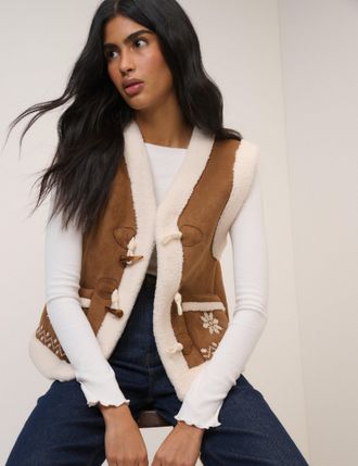 Nobody's Child Tan Faux-Shearling Aspen Gillet