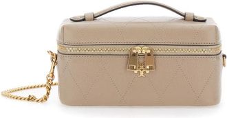 Tory Burch Charlie Vanity Case - Dames - Handtassen - Grijs - ONE Size - Leer - Tassen