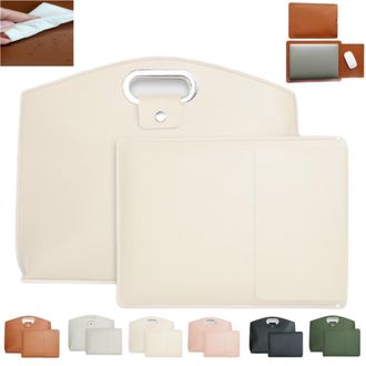 Generic Waterproof Leather 14-16in 2PCS Laptop Bag,Work Office Computer Briefcase for Women,Lightweight Laptops Tote Bags Set (Beige, One Size)