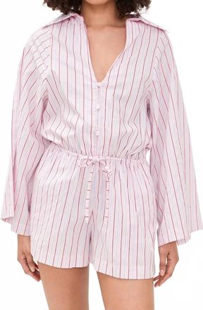 Faithfull The Brand Aksel Long Bell Sleeves Playsuit In Fiori Stripe Palazzo
