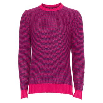 Drumohr pink violet cotton knit scallop collar crew sweater IT48 M