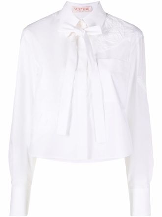 Valentino Garavani Camicia crop con applicazione - Bianco