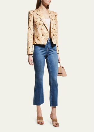 L'agence Kendra High-Rise Crop Flare Jeans with Raw Hem