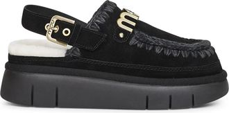 Mou Bounce Clog Back Strap - Dames - Klompen - Zwart - 36 EU - Wol - Schoenen