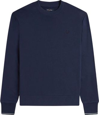 Fred Perry Klassieke Ronde Hals Katoenen Sweatshirt - Heren - Sweatshirts - Blauw - 2XL - Katoen - Hoodies & sweatvesten