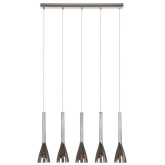 Netlighting Vase 5 Light Straight Bar Pendant Ceiling Light Chrome in Grey