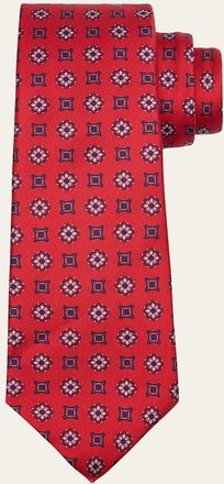 Kiton Mens Floral and Medallion Silk Tie