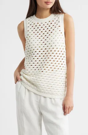 Aligne Jeanie Open Stitch Sweater Tank in White at Nordstrom, Size X-Small