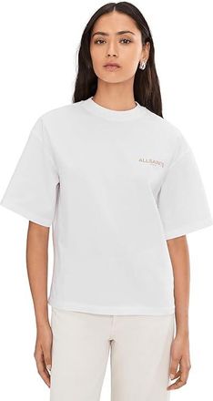 AllSaints Tempus Amelie T-Shirts Womens Clothing Optic White : MD, Cotton