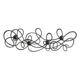 Arti e Mestieri Arti E Mestieri - Appendiabiti Da Parete Doodle 77x25 Cm In Ferro Nero Con Pomelli - Design Moderno A Linee Intrecciate - Fissaggio A Muro - Made In I