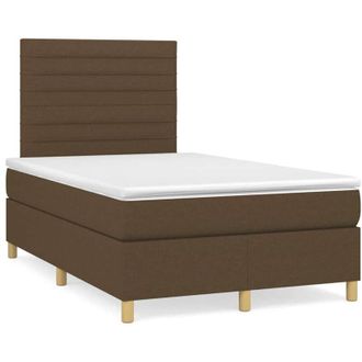 vidaXL Vidaxl - Cama Box Spring Con Colch&oacute;n Tela Marr&oacute;n Oscuro 120x190 Cm