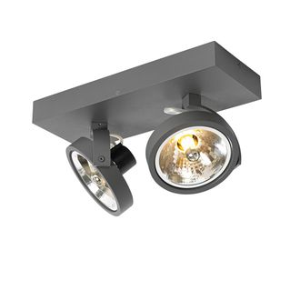 QAZQA Qazqa Dise&ntilde;o Foco De Dise&ntilde;o Gris Regulable 2 Luces - Go Aluminio Rectangular Adecuado Para Led Max. 2 X 3 Watt
