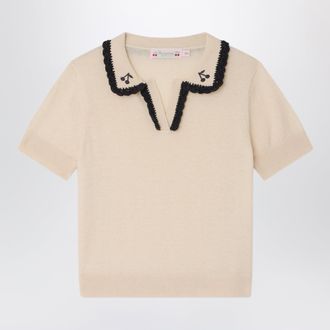 BONPOINT Lisette &eacute;cru wool and cotton blend sweater