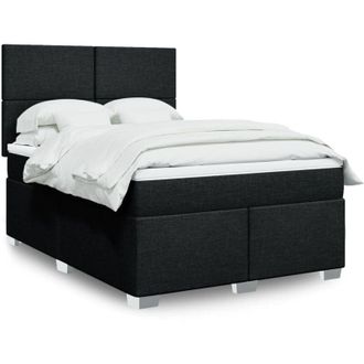 vidaXL Vidaxl - Cama Box Spring Con Colch&oacute;n Tela Negro 140x190 Cm