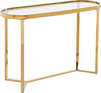 Pascal Morabito Consola de vidrio templado y acero inoxidable cromado - Transparente y dorado - JOLINY de Pascal Morabito