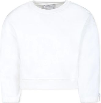 Stella McCartney Kids Sweatshirts, male, White, 6 Y, White Round Neck Sweatshirt with Zip