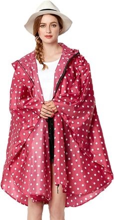 Nuur Womens Rain Poncho Jacket Waterproof Lightweight Reusable Hiking Rain Coat Jacket with Hood for Bicycle Moto