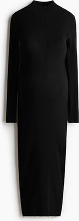 H&M MAMA Rib-knit turtleneck dress - Schwarz