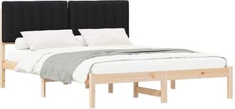 vidaXL Estructura De Cama Con Cabecera Tapizada Negro 150 X 200 Cm Vidaxl