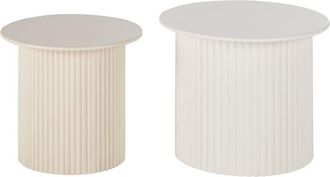 Maisons du monde Mesas auxiliares en blanco y beige (x2)